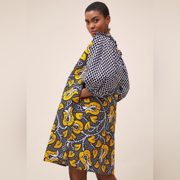 KIKI Clothing African Print Balloon Sleeve Dress Ethical Fashion Designer S - Picture 2 of 12